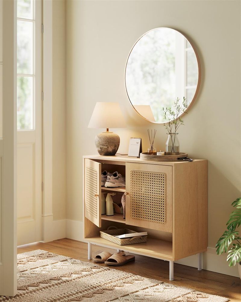 VASAGLE Natural Rattan 3-Tier Shoe Cabinet - Thumbnail 3