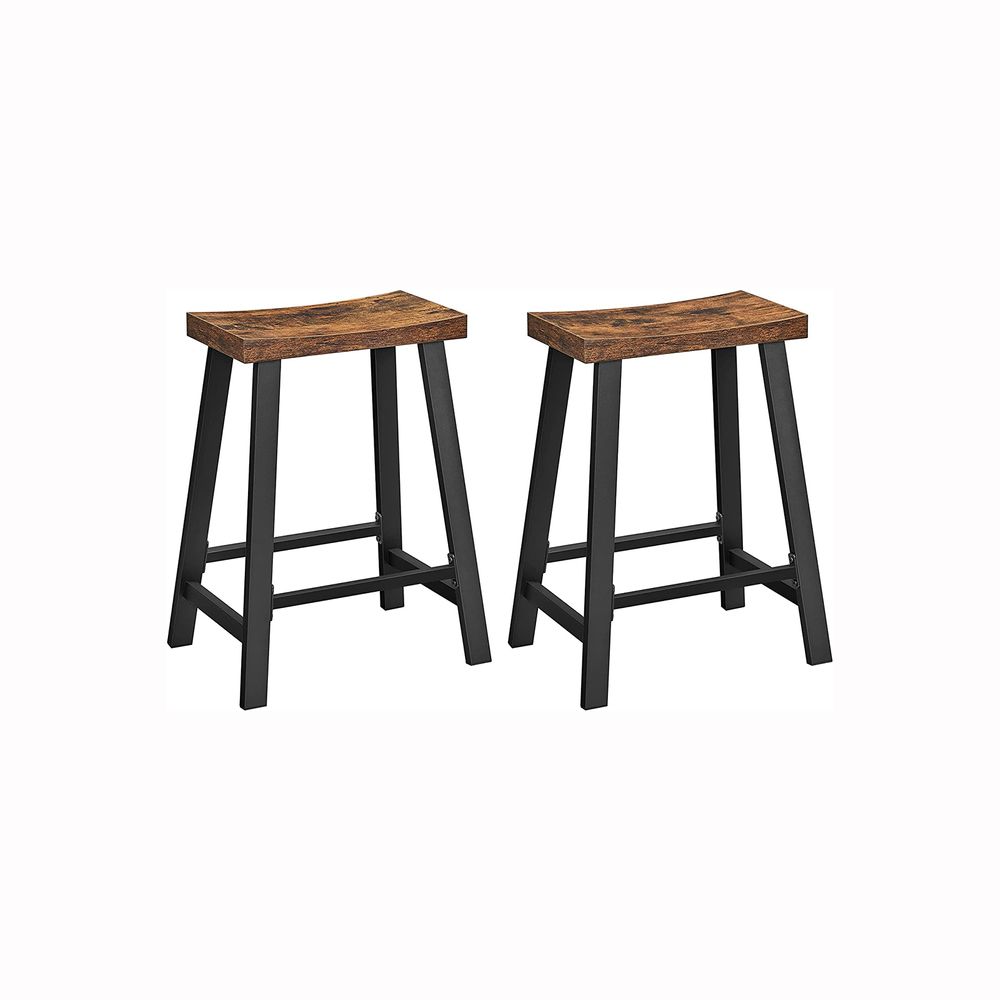 VASAGLE Set of 2 Industrial Bar Stools with Footrest - Thumbnail 4