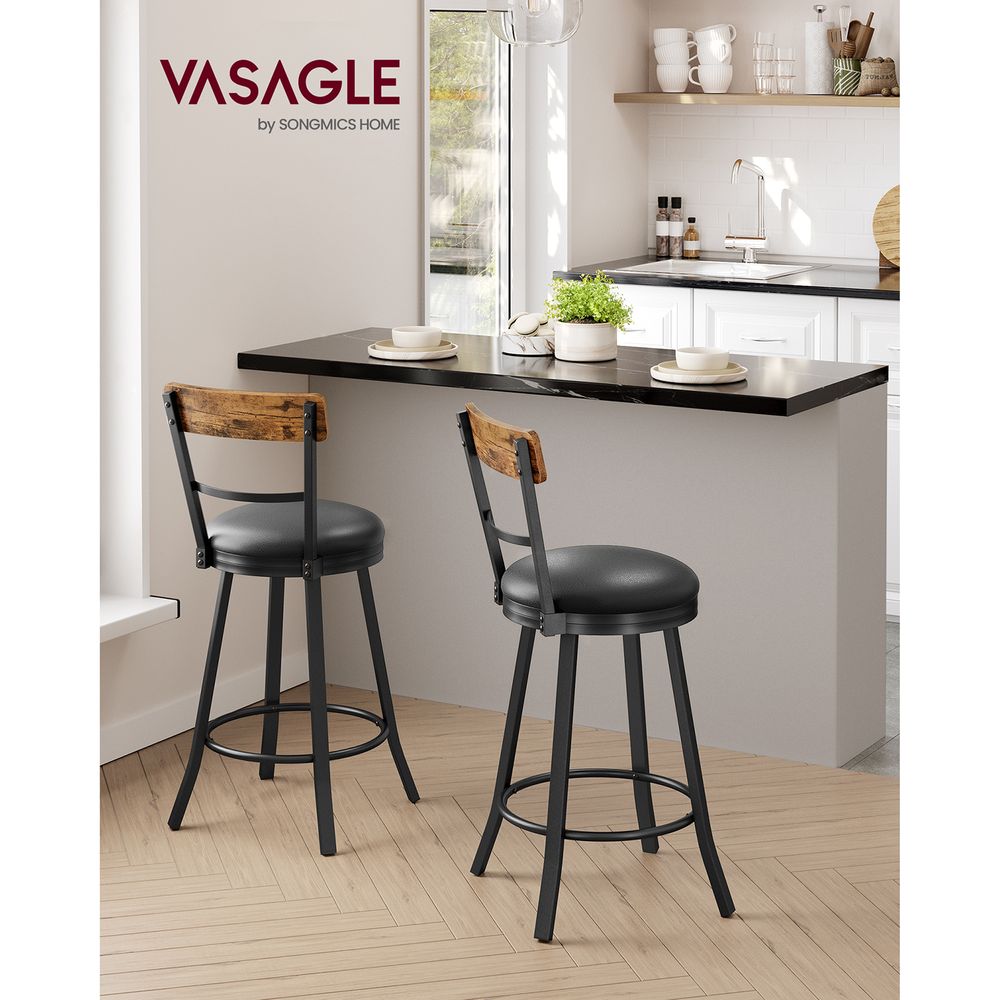 VASAGLE Swivel Bar Stool with Back - Thumbnail 3