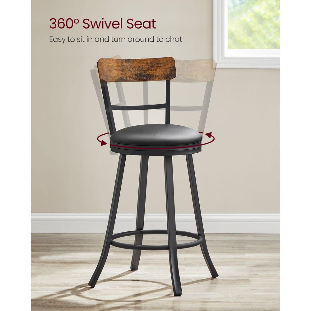 VASAGLE Swivel Bar Stool with Back - Thumbnail 5