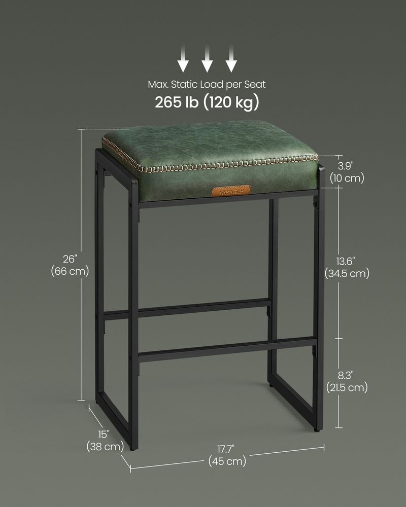 VASAGLE EKHO Collection Counter Height Bar Stools - Thumbnail 3