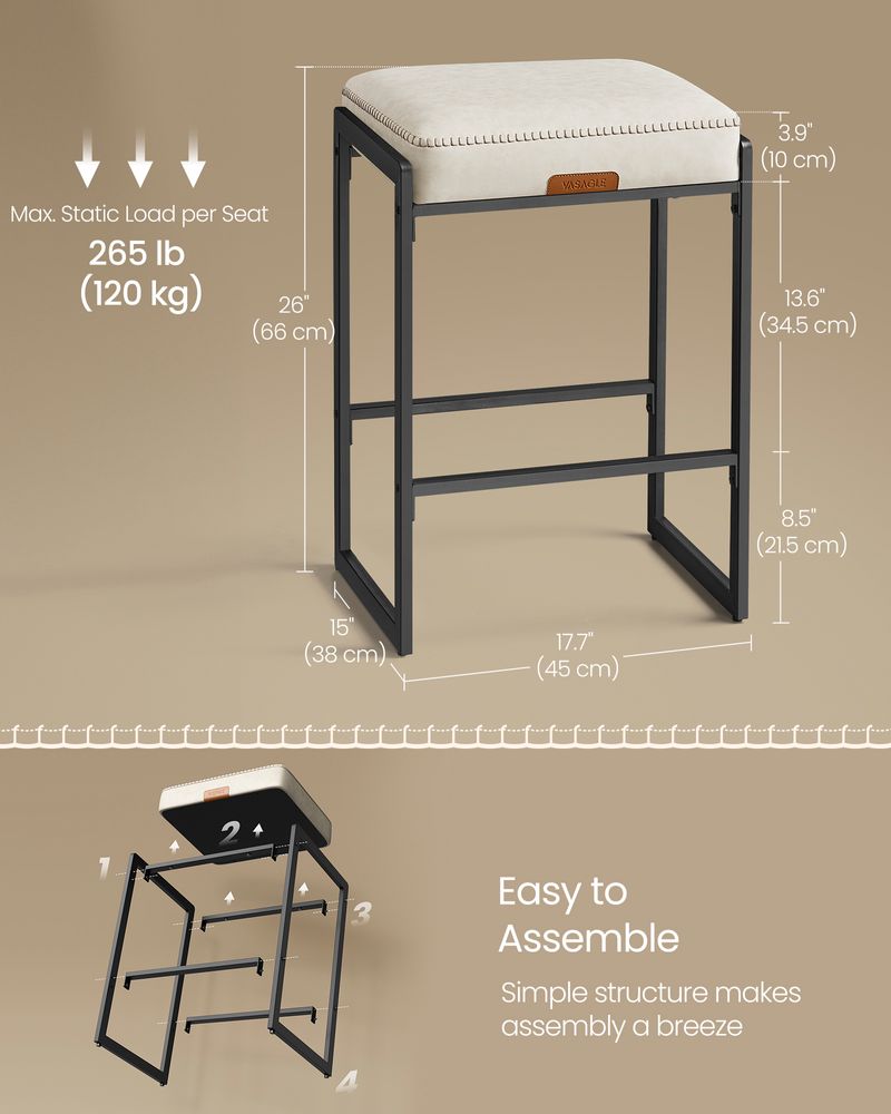 VASAGLE EKHO Collection Bar Stools - Thumbnail 3