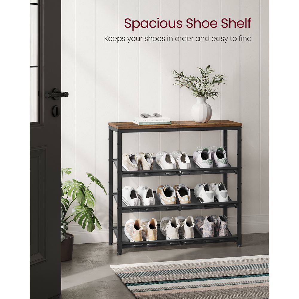 Shoe Rack Stand Hold 12-15 deals Pairs of Shoes, Weatherproof Industrial Rustic Black