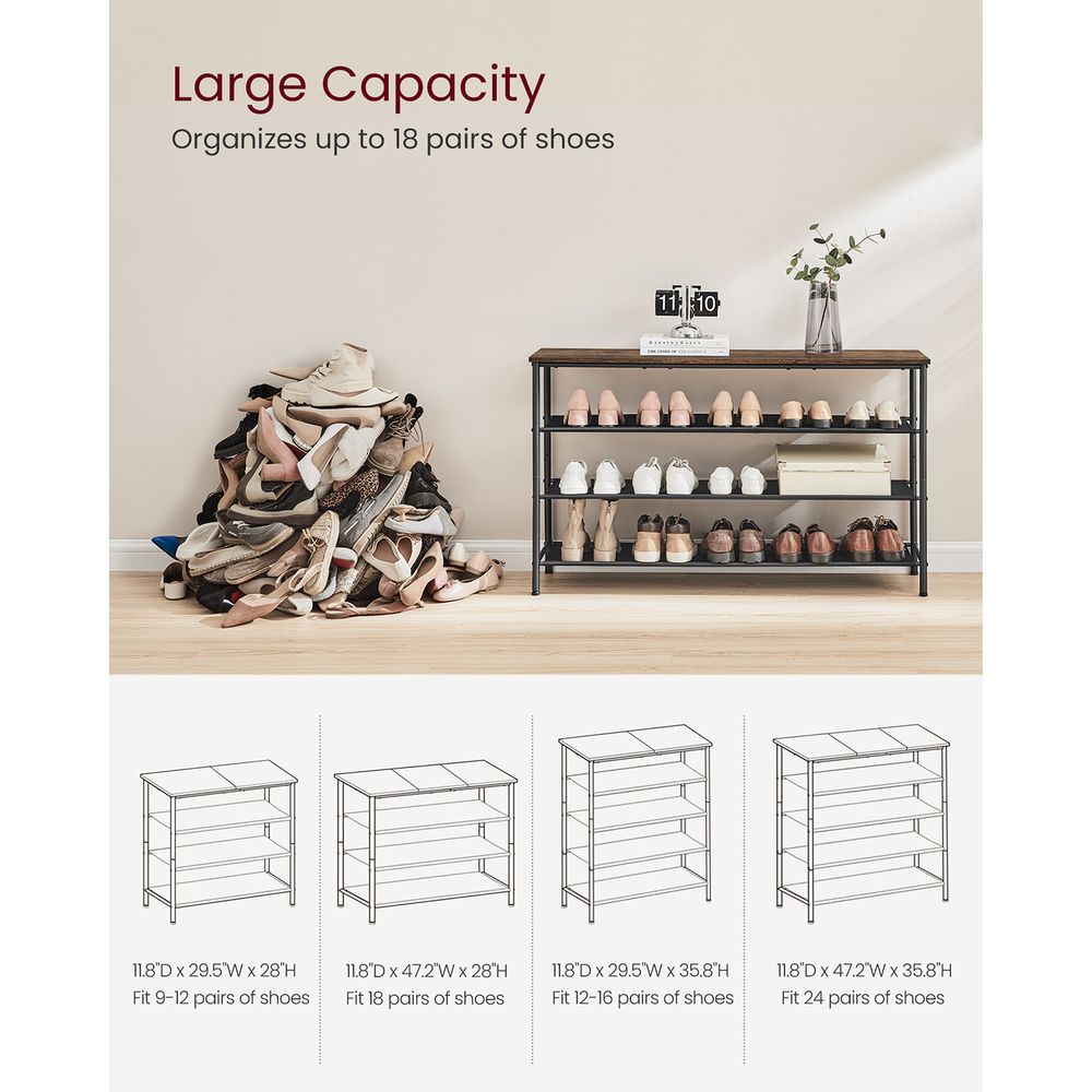 4-Tier 16 Pairs Shoe Rack