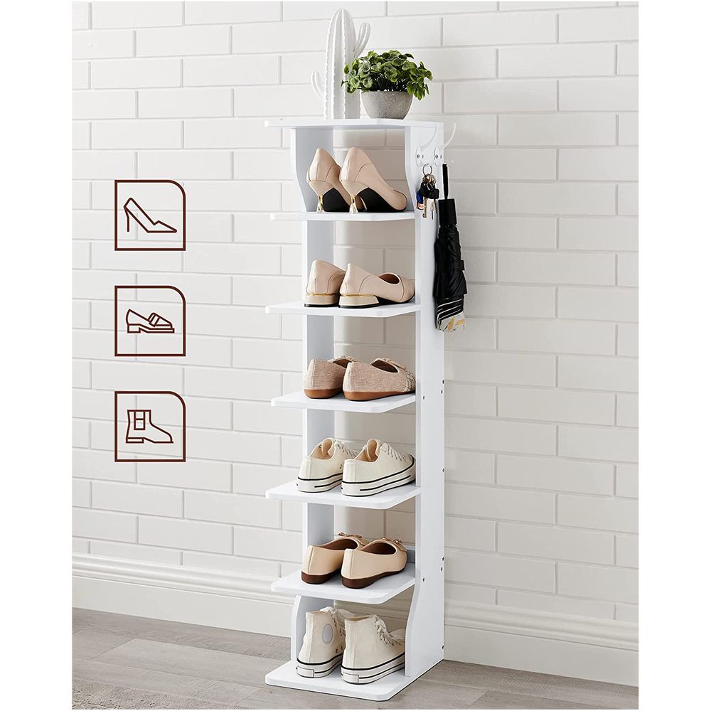 VASAGLE 6-Tier Slim Shoe Storage Rack, White