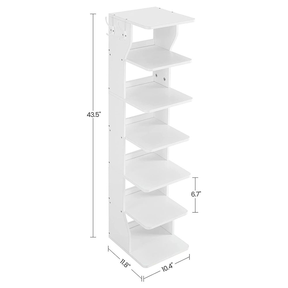 VASAGLE 6-Tier Slim Shoe Storage Rack, White
