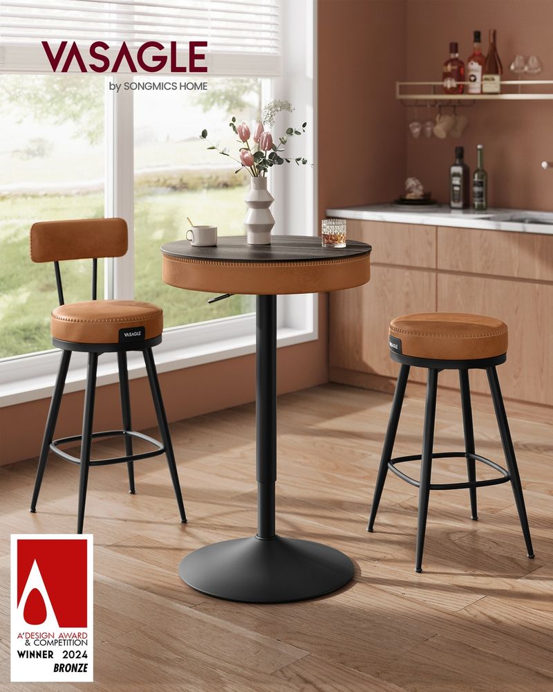 VASAGLE EKHO Collection Height Adjustable Bar Table - Thumbnail 4