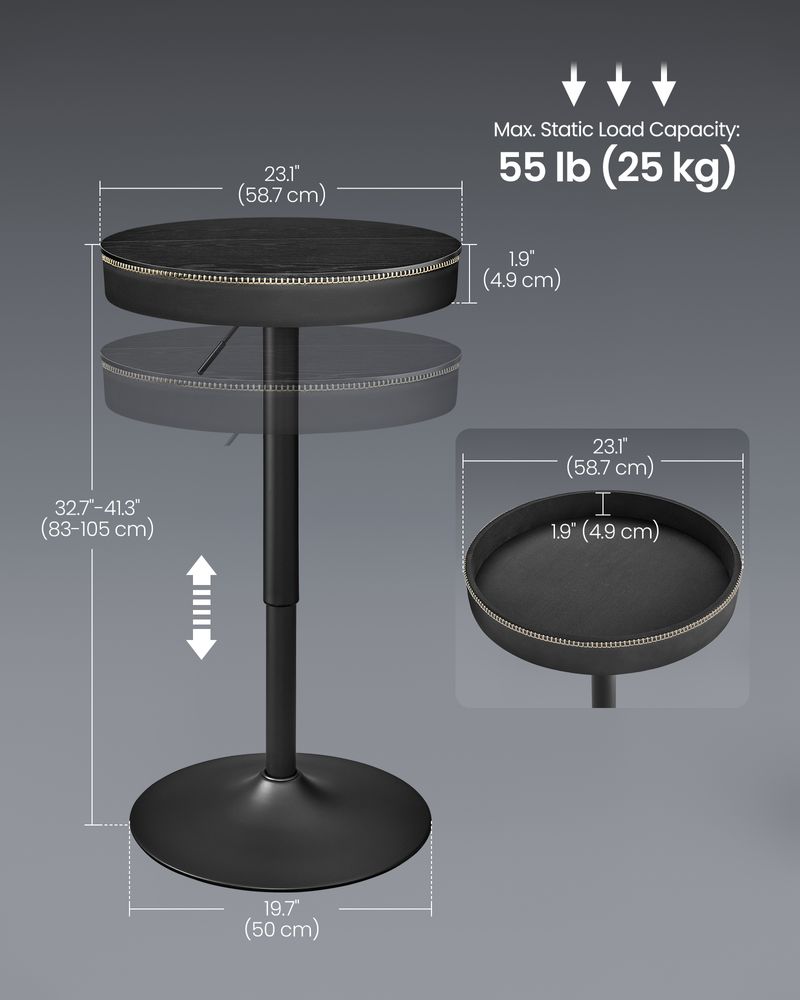 VASAGLE EKHO Collection Height Adjustable Bar Table - Thumbnail 3