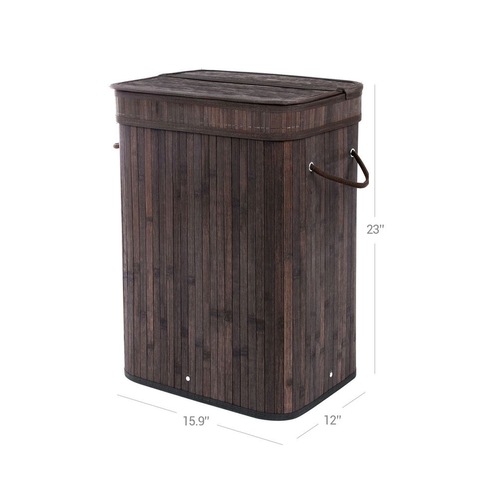 SONGMICS Bamboo Laundry Hamper, Laundry Basket with Lid, 19 Gal (72L) with Liner and Handles