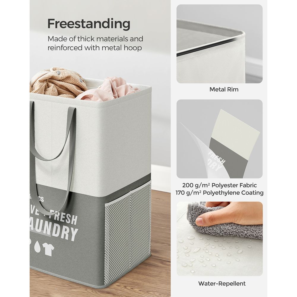 SONGMICS Set of 2 Laundry Baskets with 2 Compartments - Thumbnail 5