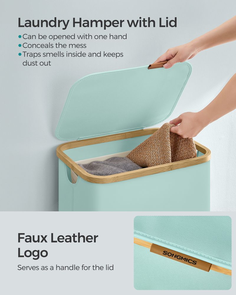 SONGMICS 65L Slim Laundry Hamper with Lid - Thumbnail 4