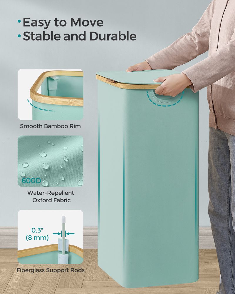 SONGMICS 65L Slim Laundry Hamper with Lid - Thumbnail 5