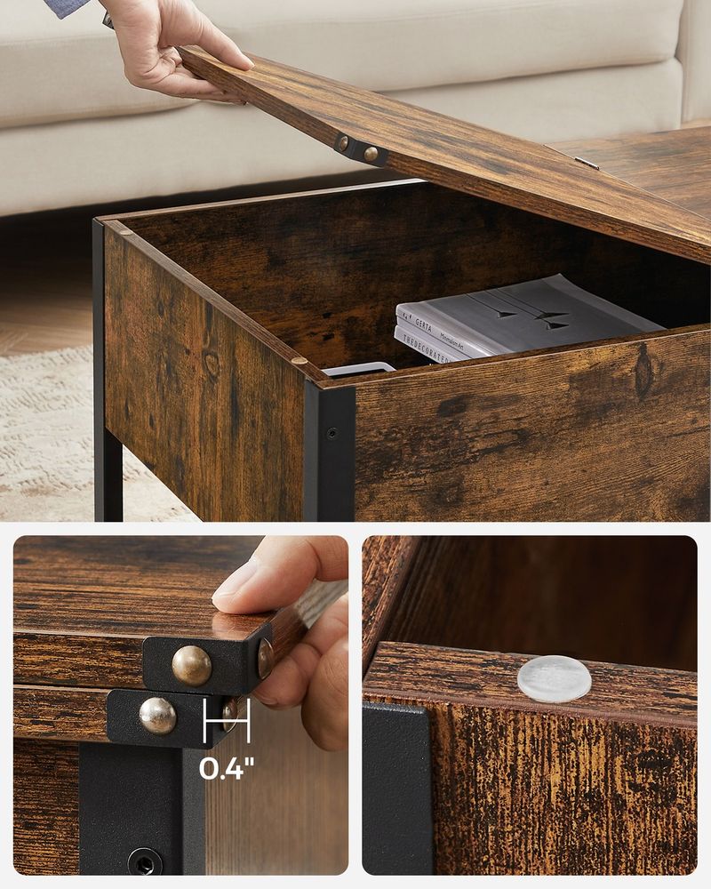 VASAGLE Daxton Collection Coffee Table with Flip Top - Thumbnail 3