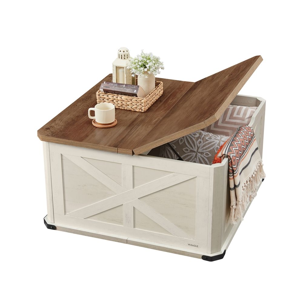 VASAGLE Farmhouse Coffee Table with Storage - Thumbnail 2