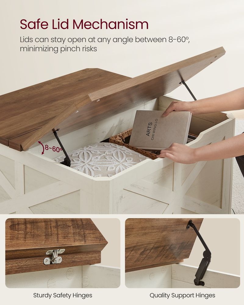 VASAGLE Farmhouse Coffee Table with Storage - Thumbnail 5