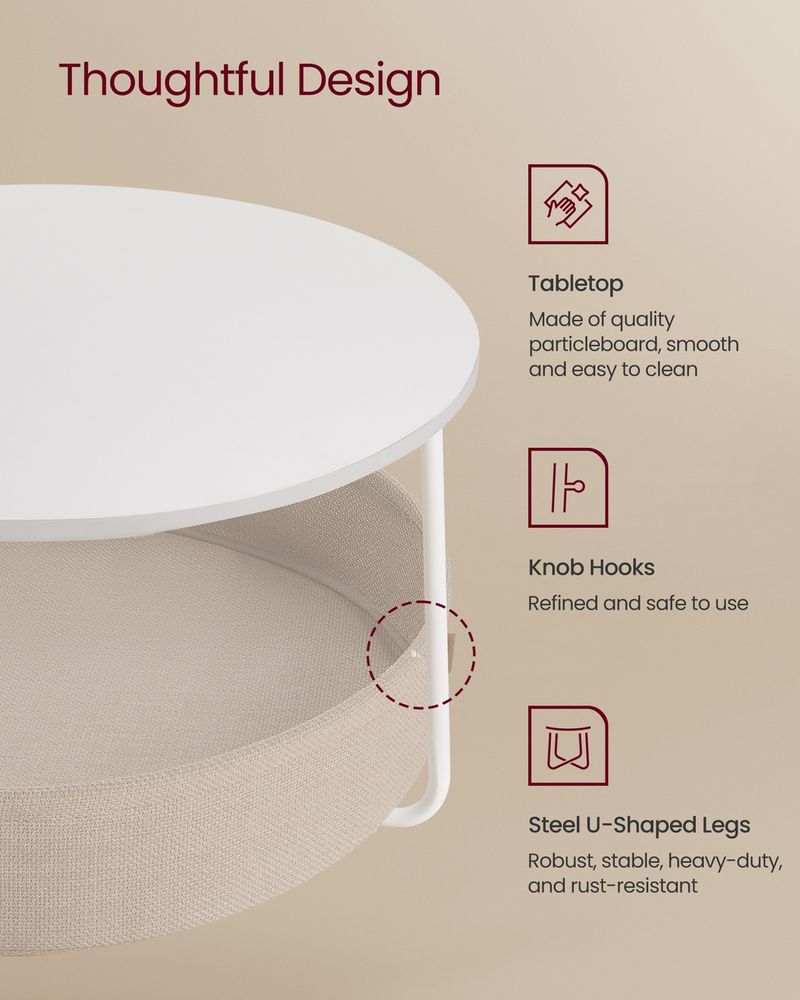 VASAGLE Coffee Table with Fabric Basket - Thumbnail 5