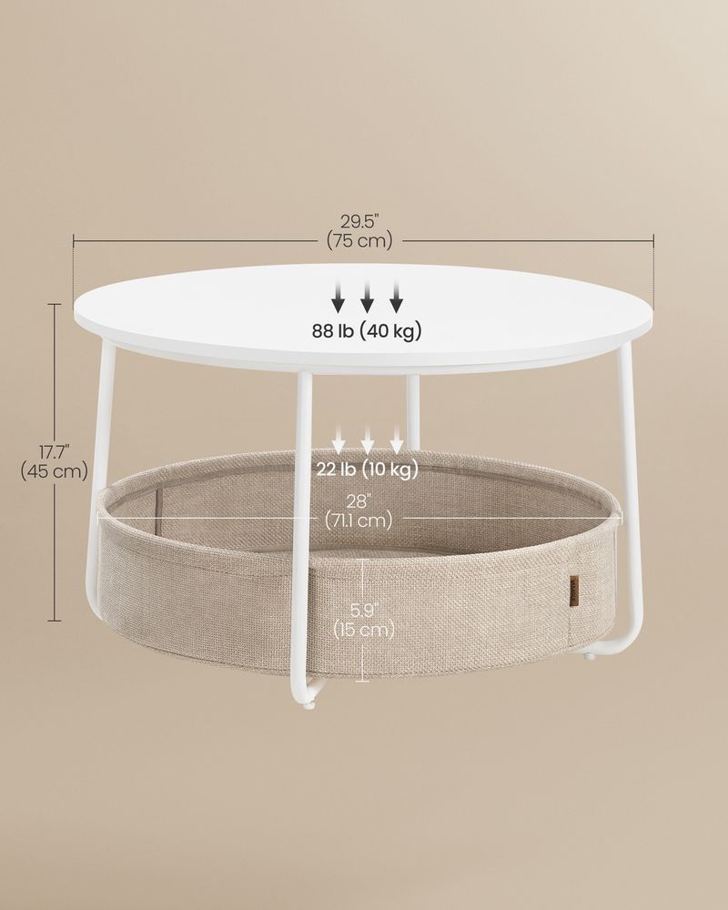 VASAGLE Coffee Table with Fabric Basket - Thumbnail 4