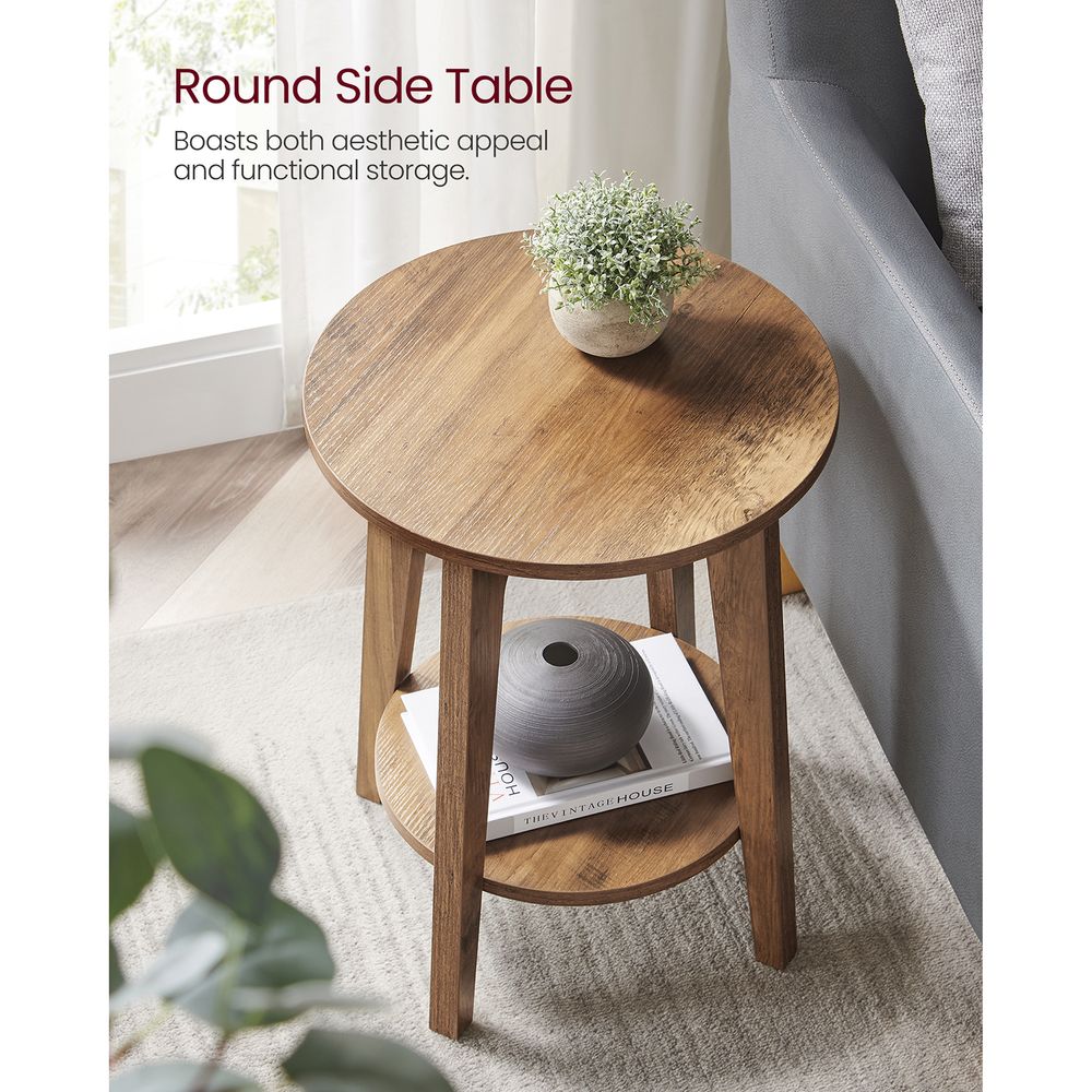 Round end table with shelves hotsell