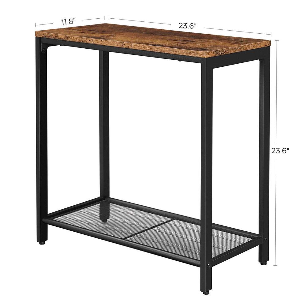 Industrial Side Table with Mesh Shelf | Home Furniture