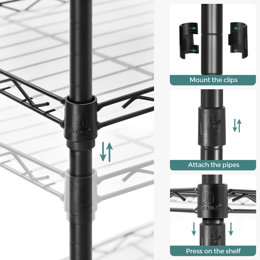 SONGMICS Garage Shelving 6-Tier Wire Shelving Unit Storage Rack Black