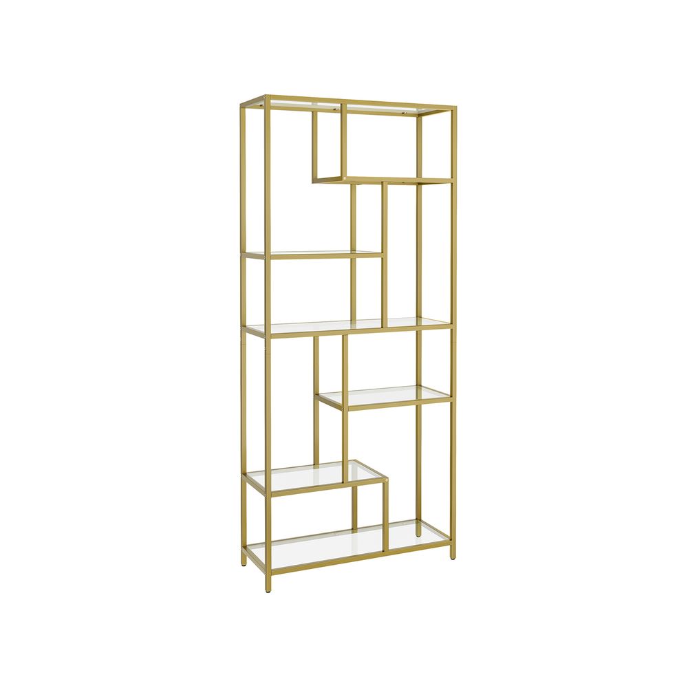 VASAGLE 6-Tier Tall Bookshelf with Tempered Glass Shelves