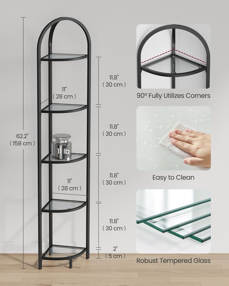 VASAGLE 5-Tier Corner Bookshelf - Thumbnail 3