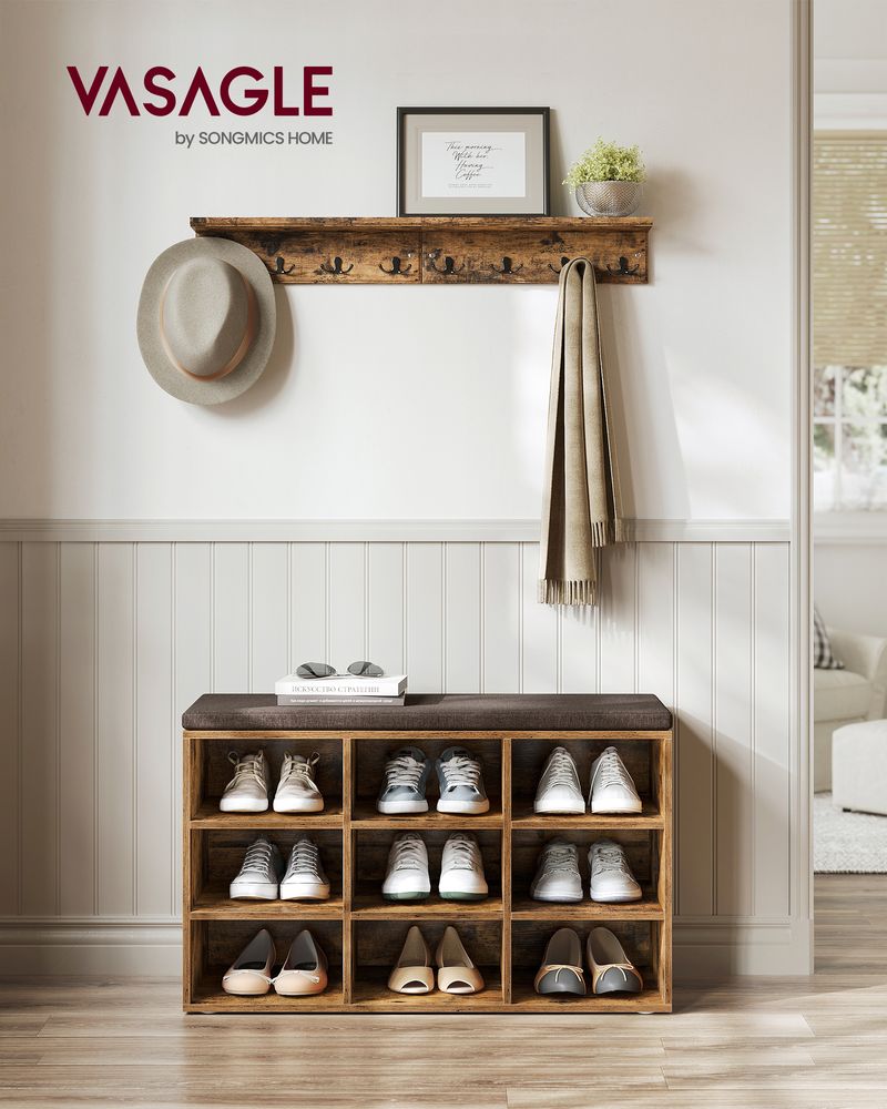 Shoe Storage Bench with Cushion Home Storage Organization VASAGLE by SONGMICS