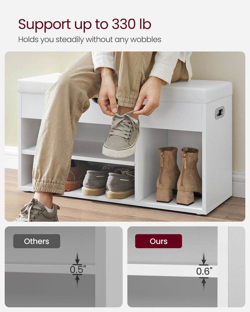 VASAGLE CUSTOS Collection Storage Bench with Cushion - Thumbnail 5