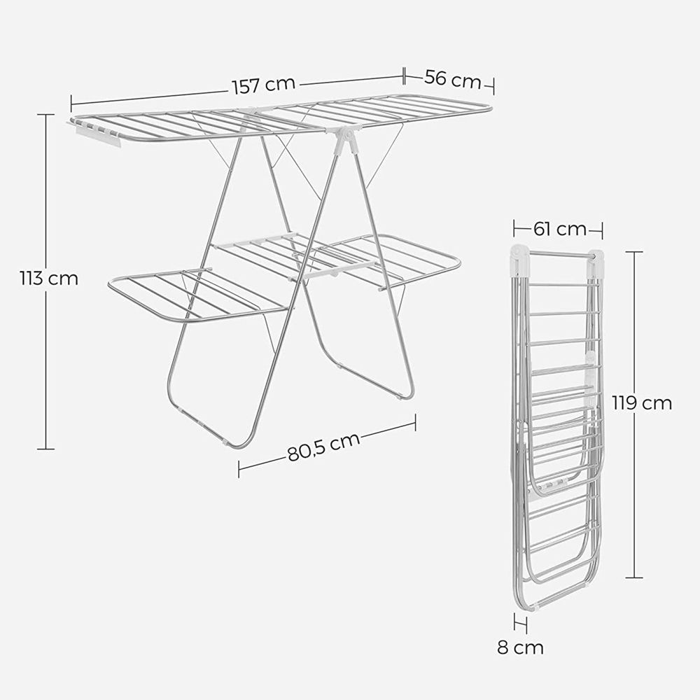 Clothes Drying Rack, Foldable 2-Level Free-Standing Laundry Stand
