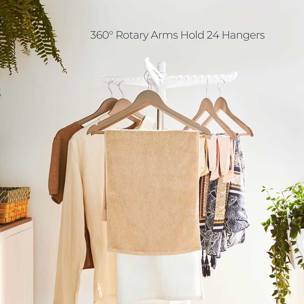 SONGMICS Silver Clothes Drying Rack with Rotary Arms