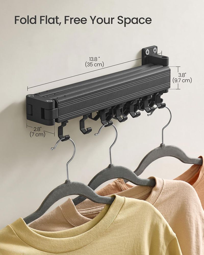SONGMICS Clothes Drying Rack Wall-Mounted Foldable Arms - Thumbnail 4