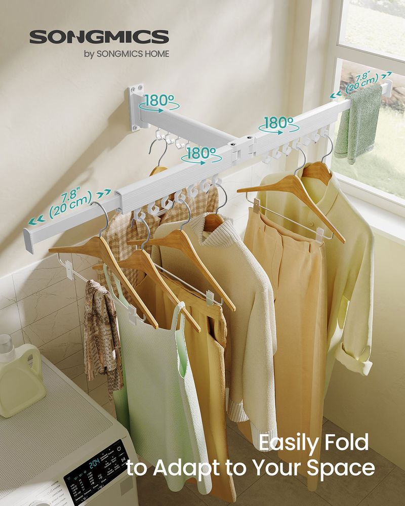 SONGMICS Wall-Mounted Laundry Drying Rack - Thumbnail 3
