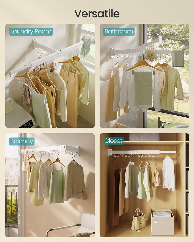 SONGMICS Wall-Mounted Laundry Drying Rack - Thumbnail 4