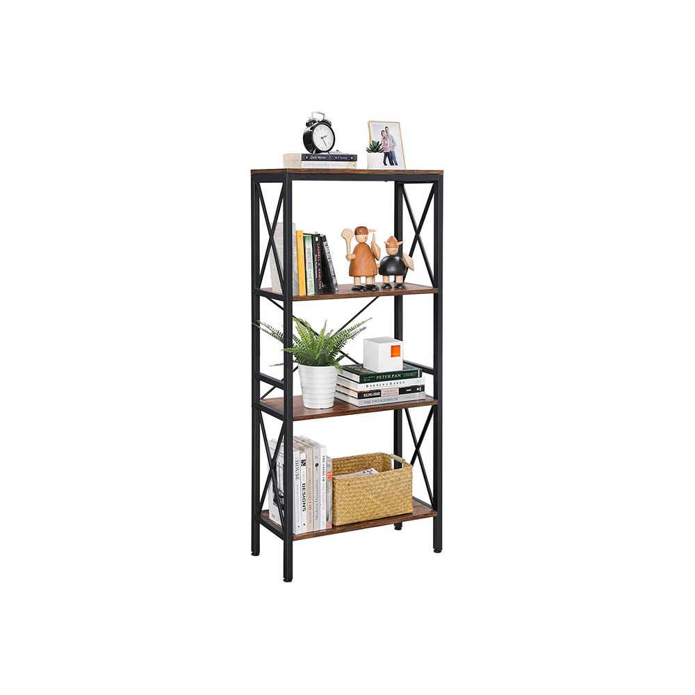 VASAGLE DAINTREE Bookshelf, Kitchen Shelf, Free Standing Shelf, Ladder Rack  with 4 Open Shelves, for Kitchen, Office, Stable Steel Frame