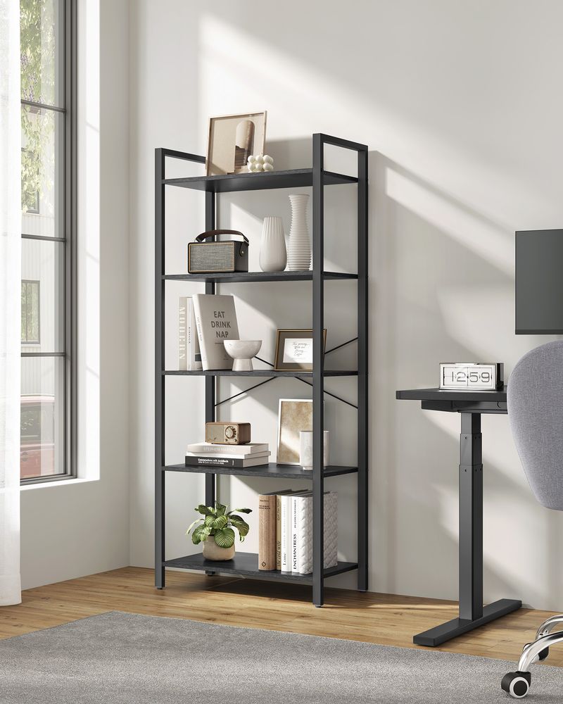 VASAGLE 5-Tier Bookshelf Bookcase with Steel Frame