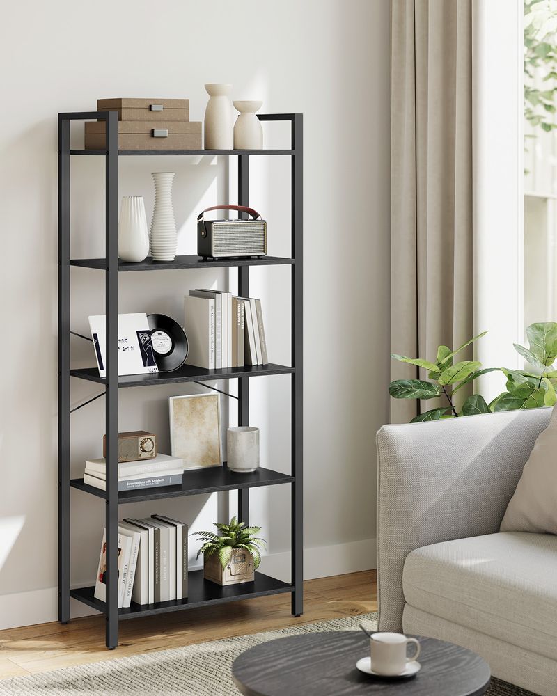 VASAGLE 5-Tier Bookshelf Bookcase with Steel Frame - Thumbnail 4