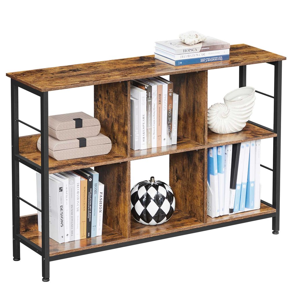 VASAGLE Bookshelf, Cube Shelf, Console Table, TV Stand with 6 Storage  Cubes, for Office, Living Room, Bedroom, 13 x 47.2 x 31.5 Inches Industrial