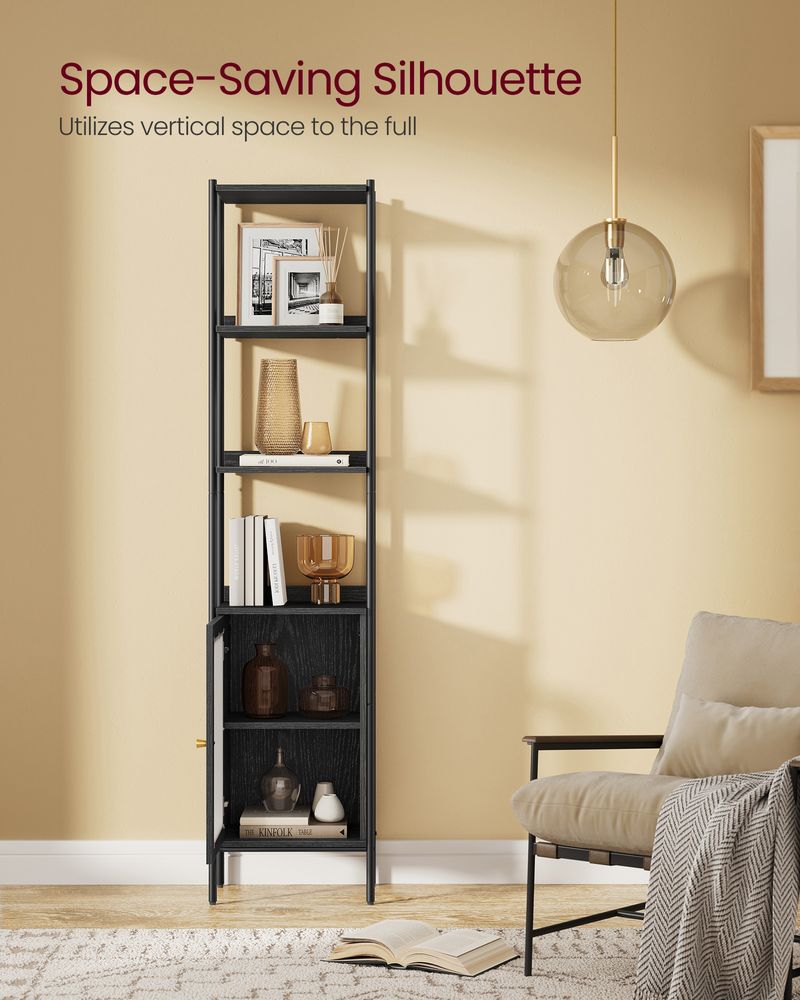 VASAGLE 6-Tier Slim Bookcase with PC Door - Thumbnail 5