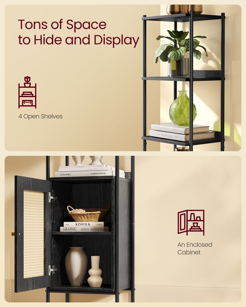 VASAGLE 6-Tier Slim Bookcase with PC Door - Thumbnail 4