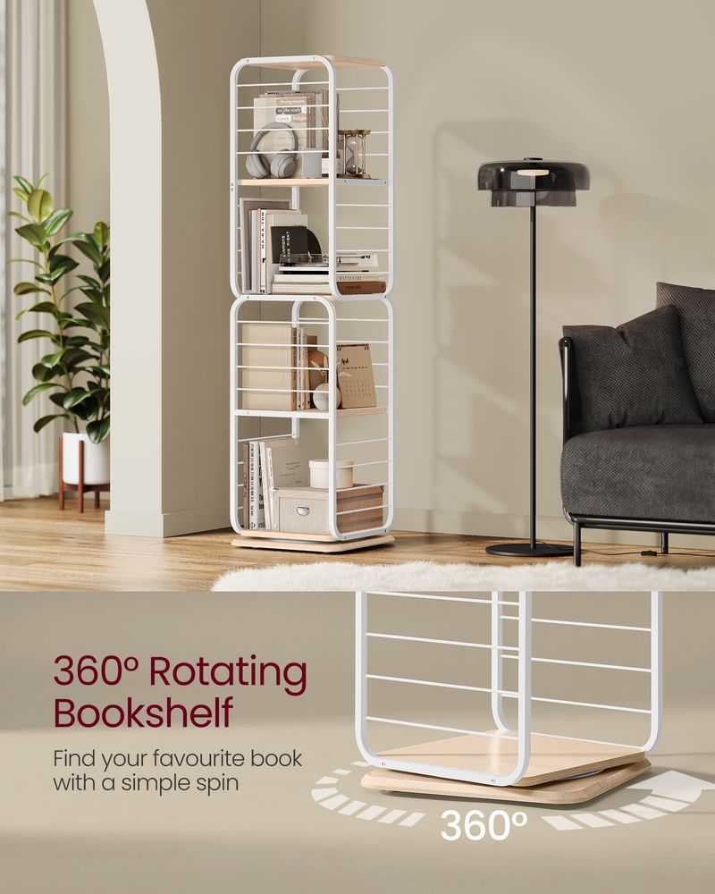 VASAGLE 4-Tier Rotating Bookshelf - Thumbnail 3