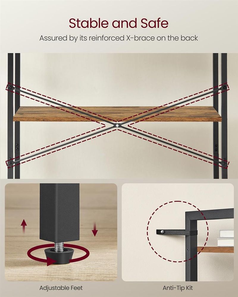 VASAGLE 4-Tier Tall Bookshelf - Thumbnail 4