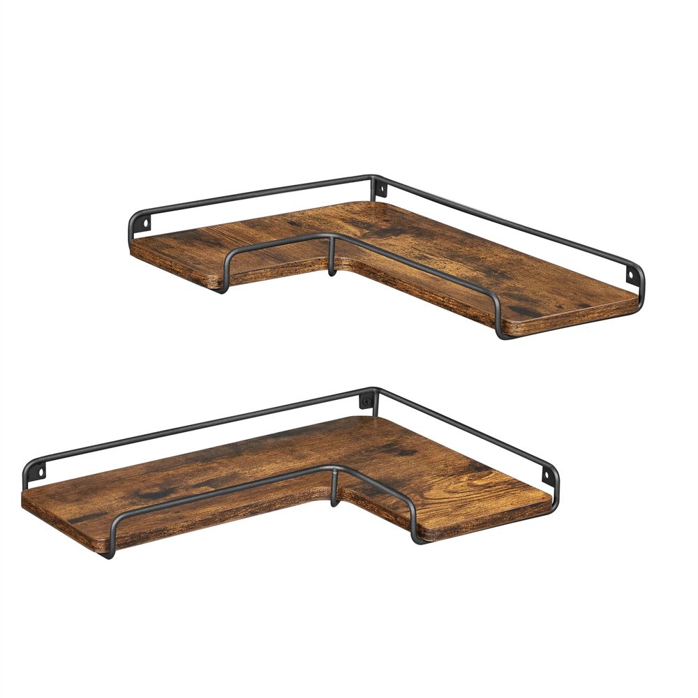 Set of 4 Corner Floating Shelves Wall Mounted Rustic Storage Shelves for  Bedroom