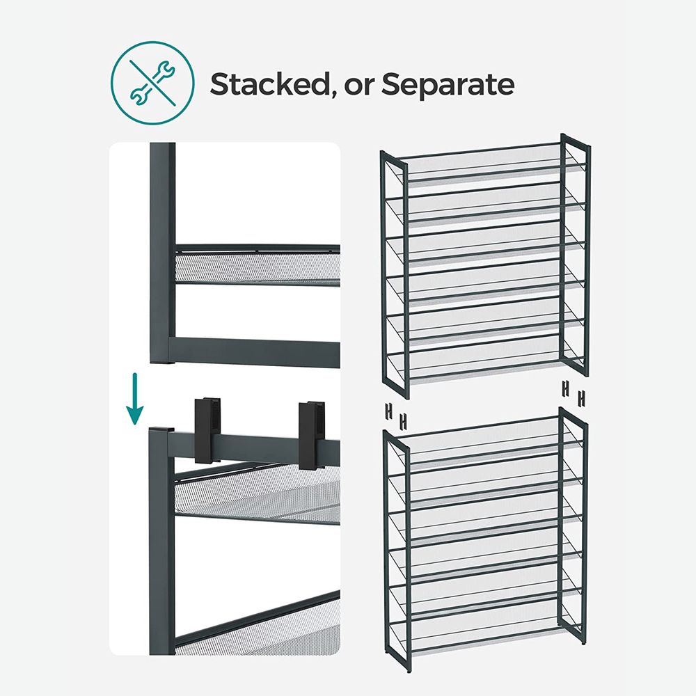 SONGMICS 2-Tier Shoe Storage Rack with Adjustable Shelves