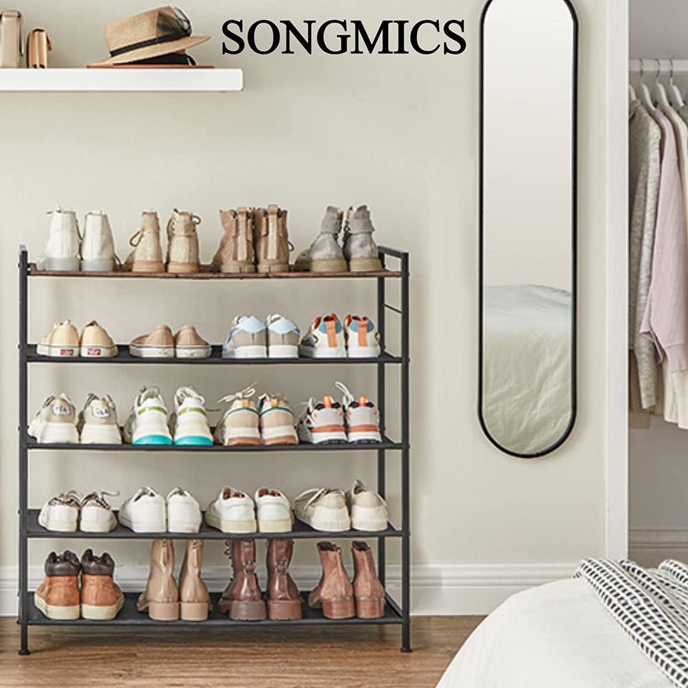 Songmics songmics 5-tier metal shoe rack adjustable to flat or
