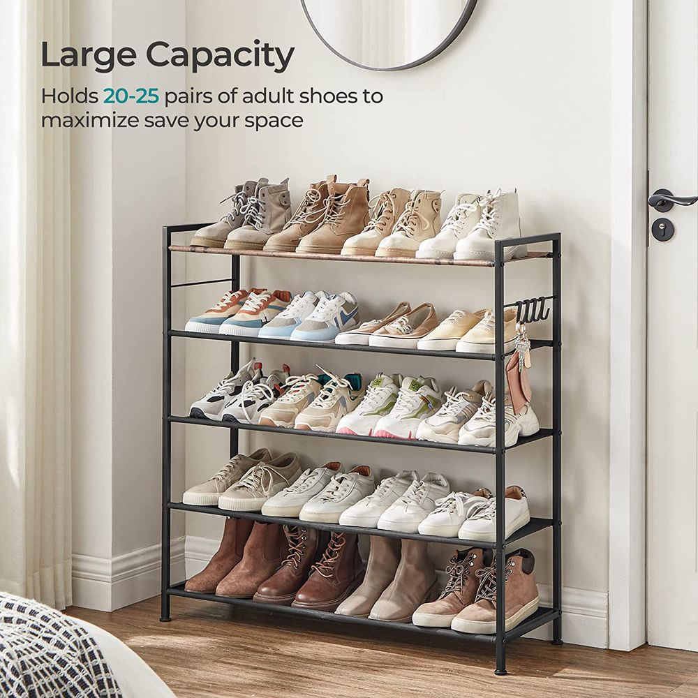 Storage Shoe Rack Organizer Shelves with 25 pairs of shoes 5 Tier Standing  Racks