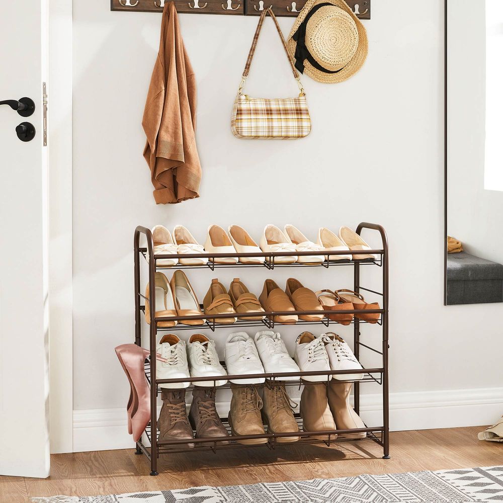 4 Tier Shoe Rack Brass With Walnut Wood - Brightroom™ : Target