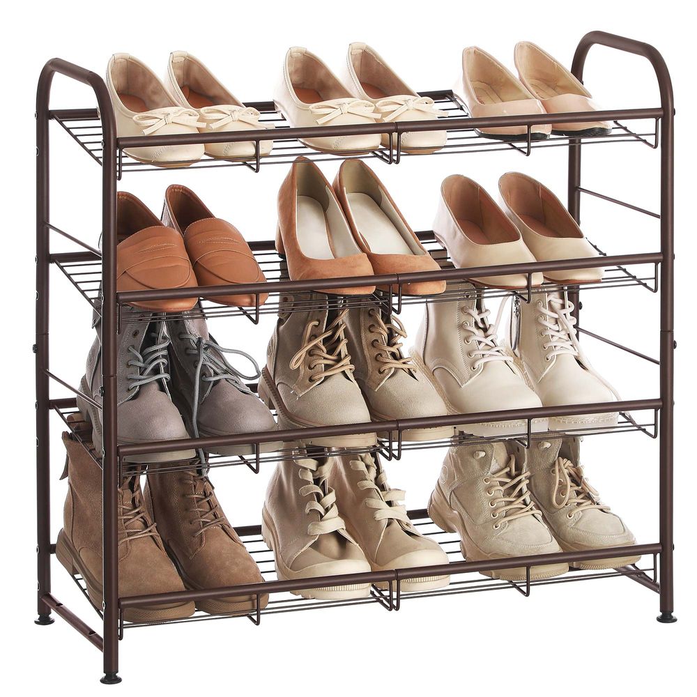 4 Tier Shoe Rack Brass With Walnut Wood - Brightroom™ : Target