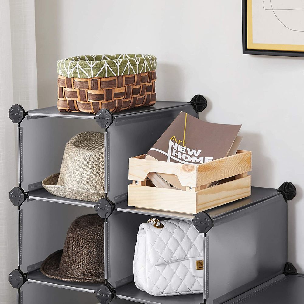 24-Cube Plastic Gray Shoe Storage Organizer Unit, Home Storage &  Organization