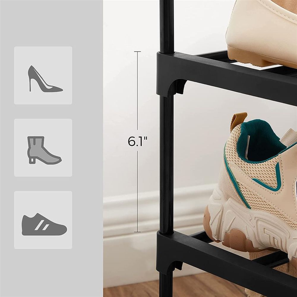 SONGMICS 3-Tier Shoe Rack Storage, Stackable Shoe Shelf Stand, Cool Gray, Size: 29.1