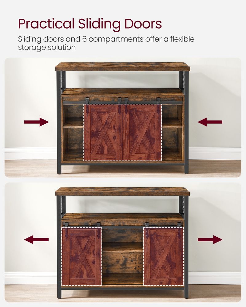 VASAGLE Buffet Cabinet with 2 Sliding Barn Doors - Thumbnail 5